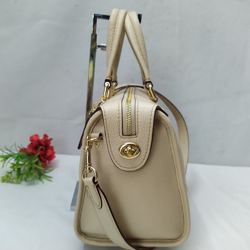 Coach Millie Ivory Pebbled Leather Top Handle Satchel Bag - NWT $550 - Picture 14 of 15